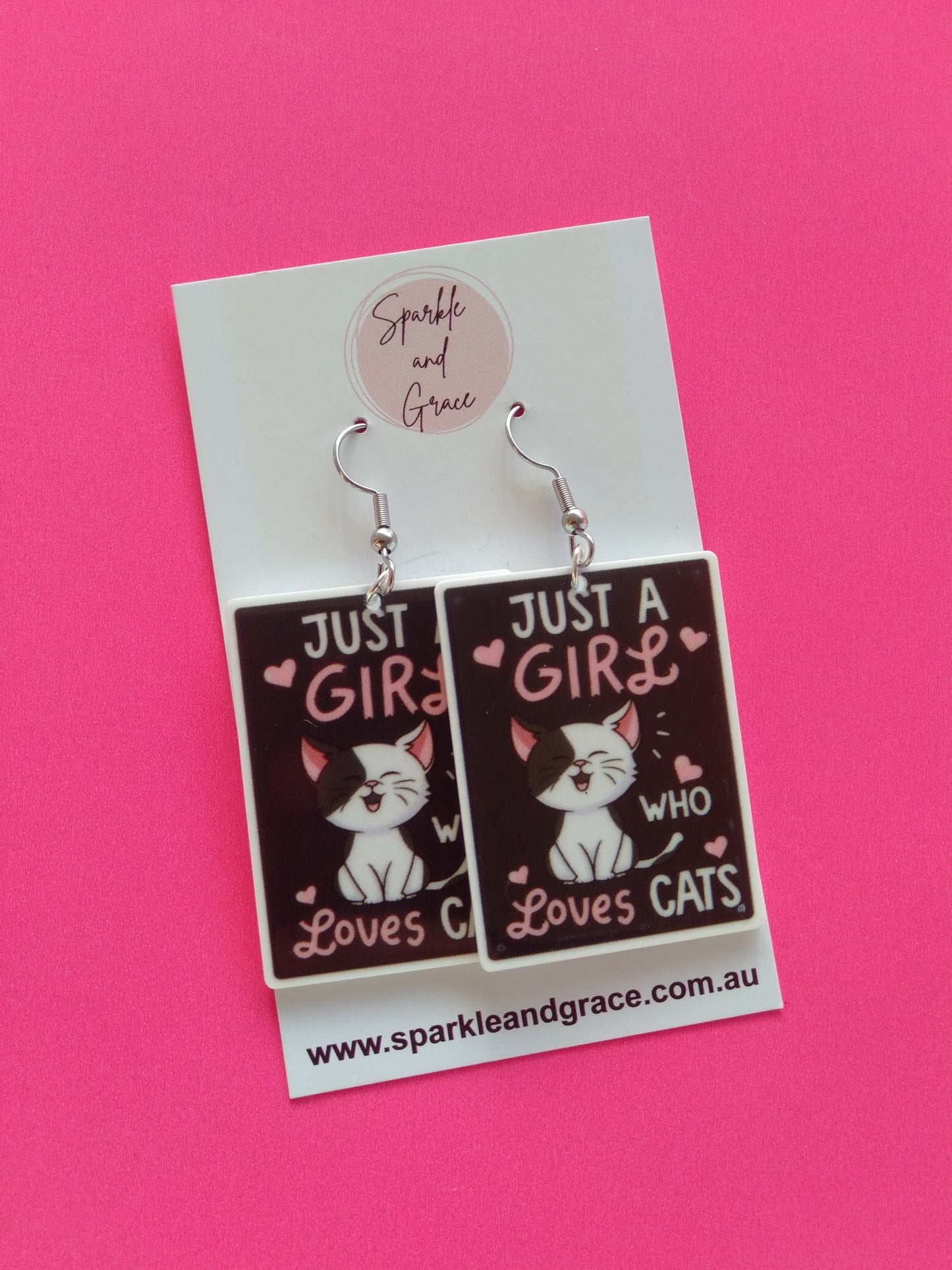 Just a Girl who Loves Cats Dangle Earrings