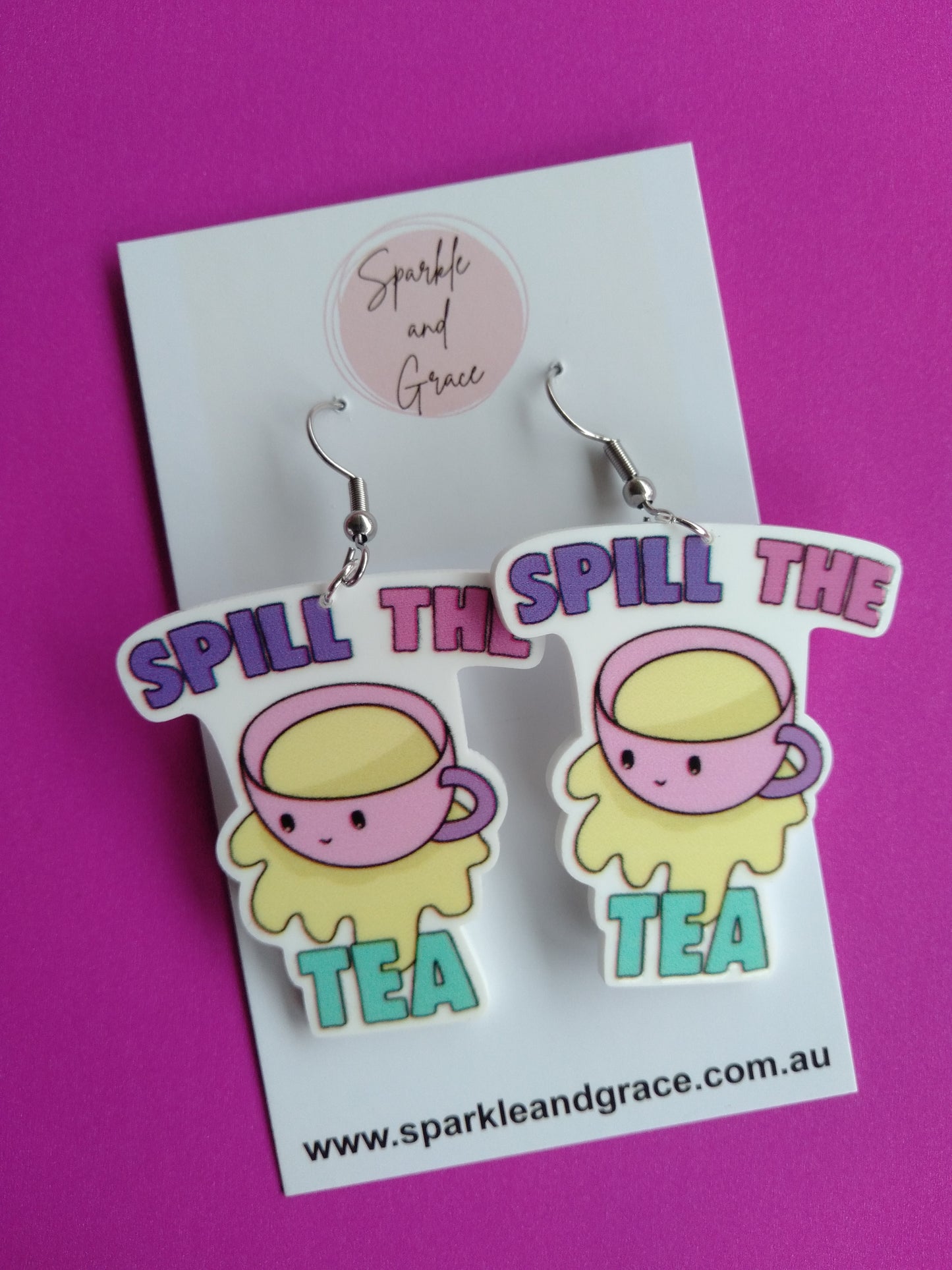 Spill The Tea Dangle Earrings