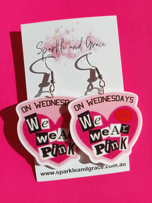 On Wednesdays We Wear Pink Dangle Earrings