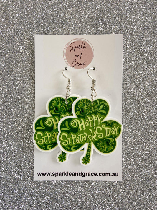 Happy Saint Patrick's Day Dangle Earrings