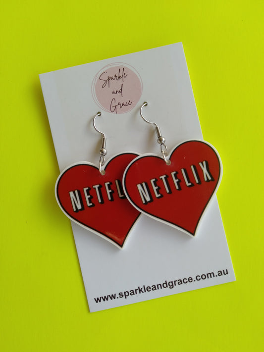 Netflix Heart Dangle Earrings