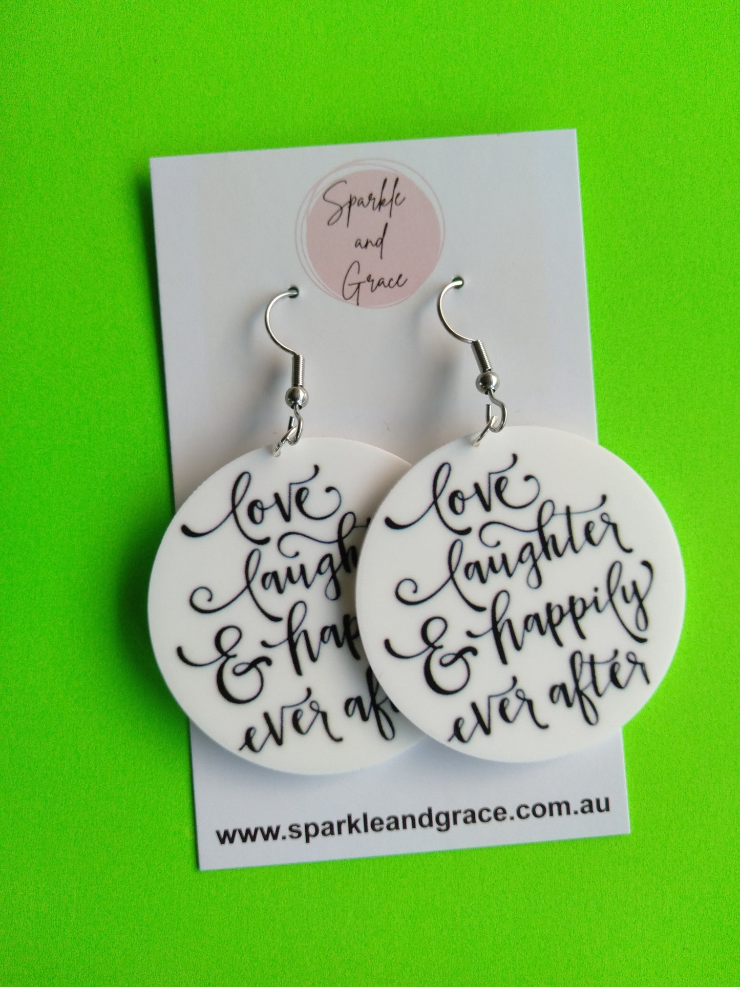 Love, Laughter and Happily ever After Dangle Earrings