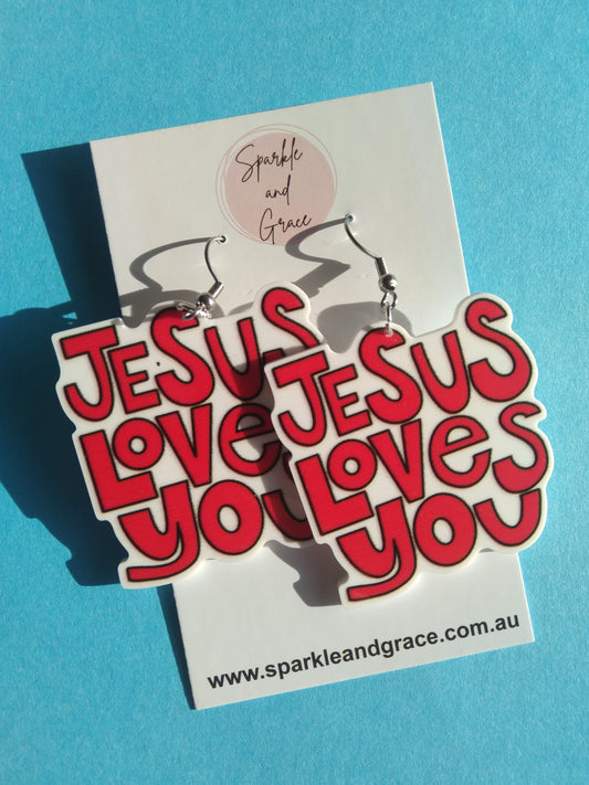 Jesus Loves You Dangle Earrings