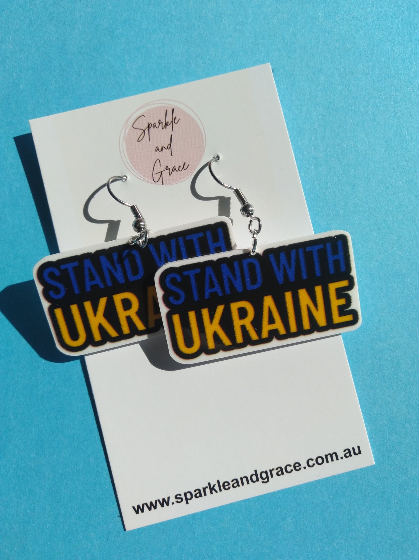 Stand With Ukraine Dangle Earrings