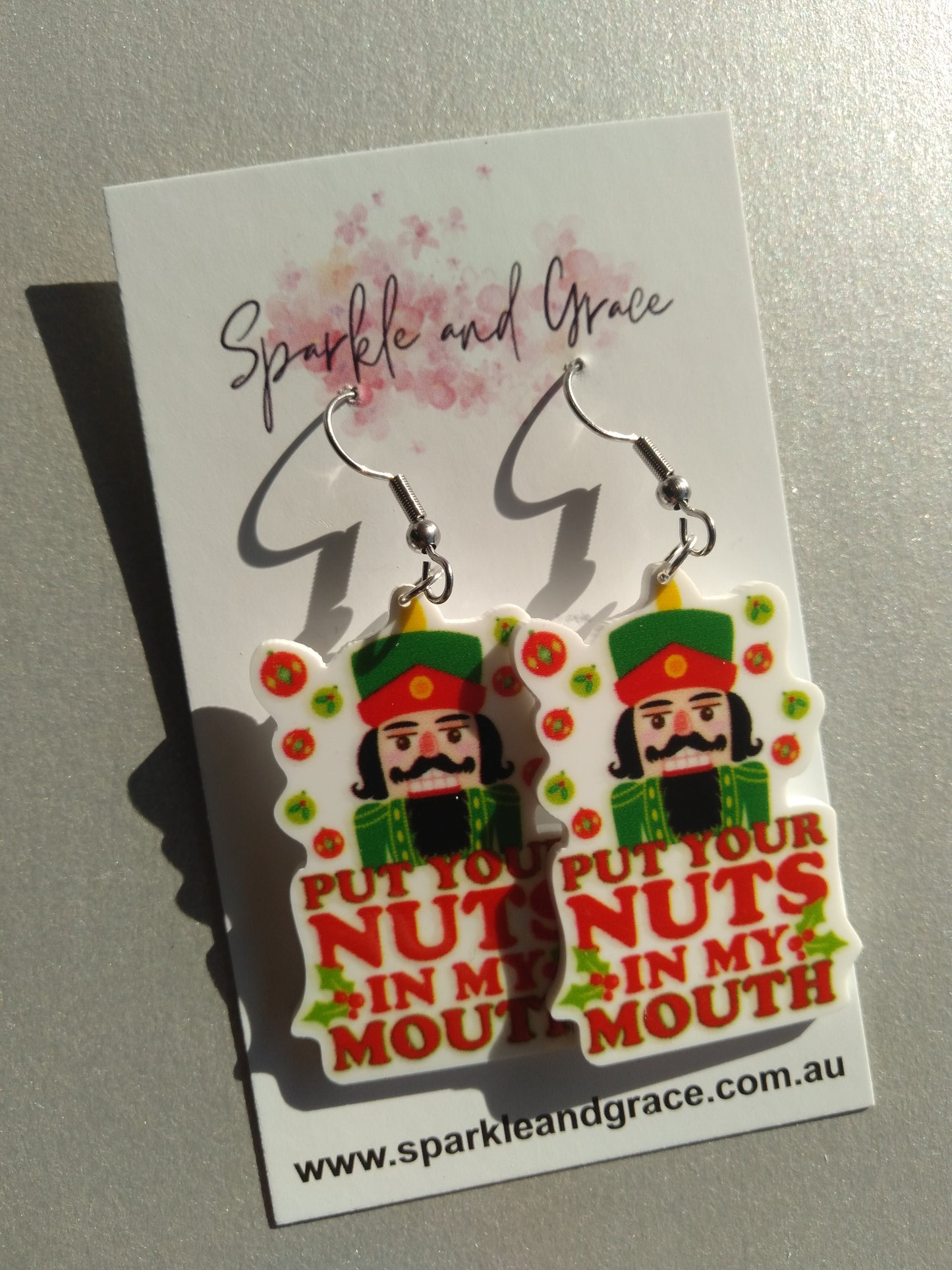Put Your Nuts in My Mouth Dangle Earrings