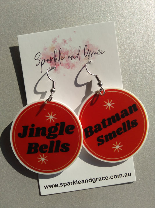 Jingle Bells Batman Smells Dangle Earrings