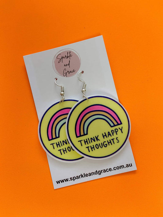 Think Happy Thoughts Dangle Earrings